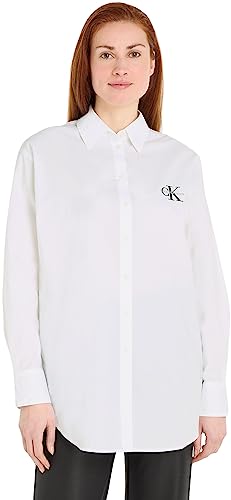 Calvin Klein Jeans Damen Loose MONOLOGO Shirt J20J221866 Gewebte Oberteile, Weiß (Bright White), L von Calvin Klein Jeans