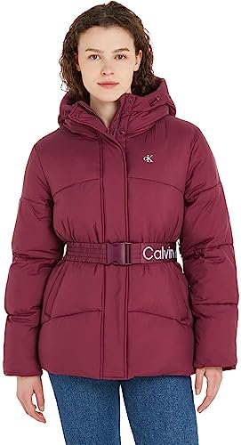 Calvin Klein Jeans Damen Logo Belt Short Puffer J20J221896 Gepolsterte Jacken, Lila (Amaranth), L von Calvin Klein Jeans