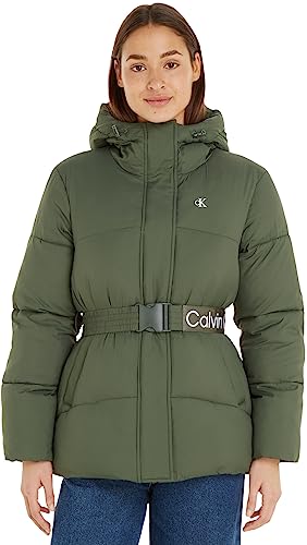 Calvin Klein Jeans Damen Logo Belt Short Puffer J20J221896 Gepolsterte Jacken, Grün (Thyme), L von Calvin Klein Jeans