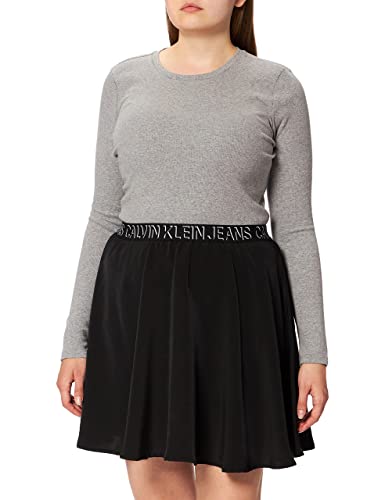 Calvin Klein Jeans Damen Logo Elastic Dress Kleid, Grey Heather/Ck Black, L von Calvin Klein Jeans