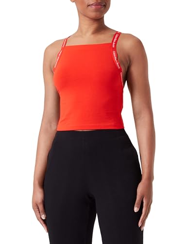 Calvin Klein Jeans Damen Tank Top Cropped, Rot (Fiery Red), XS von Calvin Klein Jeans