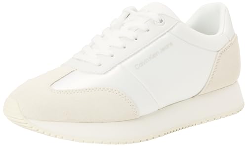 Calvin Klein Jeans Damen Sneaker mit Satin, Mehrfarbig (Bright White/Creamy White/Oyster M), 36 von Calvin Klein Jeans