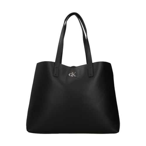 Calvin Klein Jeans Damen MINIMAL Monogram Slim TOTE34 K60K611501 Tragetasche, Schwarz (Black) von Calvin Klein Jeans