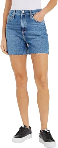 Calvin Klein Jeans Damen Jeans Shorts Mom Fit High Waist, Blau (Denim Medium), 28W von Calvin Klein