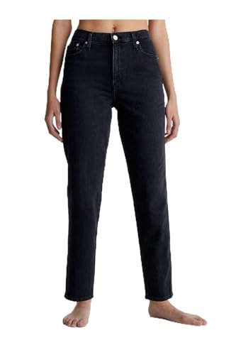 Calvin Klein Damen Jeans Hose Mom Fit, Schwarz (Denim Black), 36W von Calvin Klein