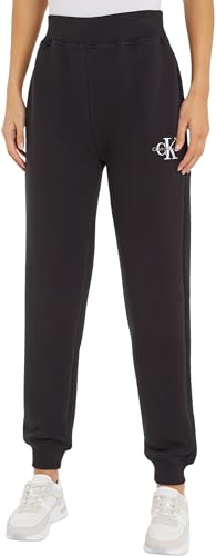 Calvin Klein Jeans Damen MONOLOGO Cuffed Jog Pant J20J223590 Jogginghosen, Schwarz (Ck Black), XS von Calvin Klein Jeans