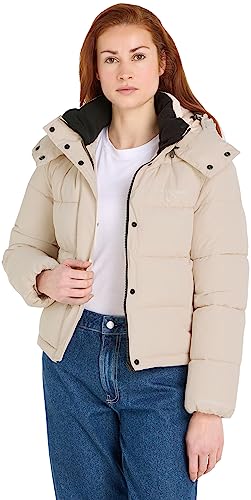 Calvin Klein Jeans Damen Jacke Monologo Short Puffer Winterjacke, Beige (Putty Beige), XL von Calvin Klein Jeans