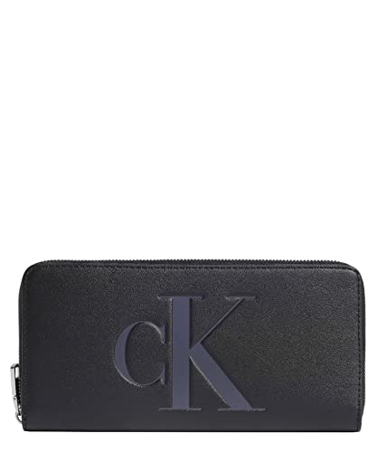 Calvin Klein Jeans Damen Sculpted Zip Around Mono Reisezubehör-Bi-Fold-Brieftasche, Schwarz von Calvin Klein Jeans