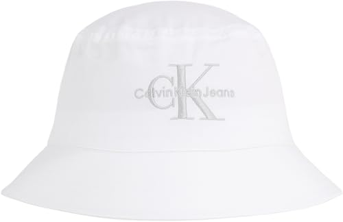 Calvin Klein Jeans Damen Fischerhut Monogram Bucket Hat, Weiß (White/Silver Logo), Einheitsgröße von Calvin Klein Jeans