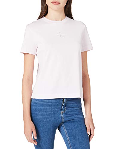 Calvin Klein Jeans Damen Monogramm-Logo T-Shirt, Pearly Pink/Quiet Grey, M von Calvin Klein Jeans