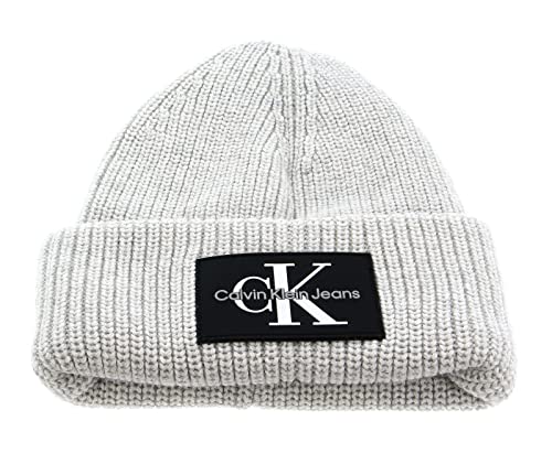 Calvin Klein Jeans Damen Mütze Monologo Patch Beanie, Cirrus Grey, OneSize von Calvin Klein