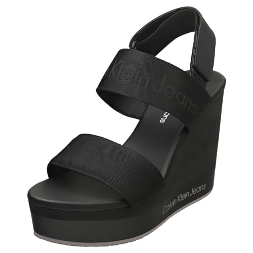 Calvin Klein Jeans Damen Plateau-Sandalen Wedge Sandal Keilabsatz, Schwarz (Black), 36 von Calvin Klein Jeans