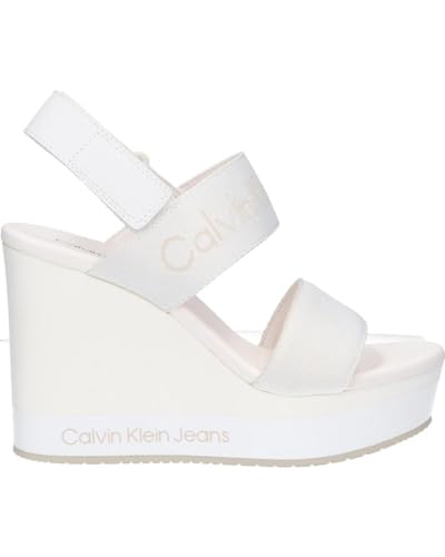 Calvin Klein Jeans Damen Plateau-Sandalen Wedge Sandal Keilabsatz, Weiß (Off White), 38 von Calvin Klein Jeans