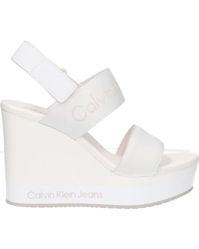 Calvin Klein Jeans Damen Plateau-Sandalen Wedge Sandal Keilabsatz, Weiß (Off White), 39 von Calvin Klein Jeans