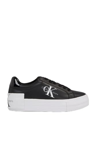 Calvin Klein Jeans Damen Plateau Sneaker Bold Vulcanized Flatform Low Lace Leder, Mehrfarbig (Black/Bright White), 37 EU von Calvin Klein Jeans