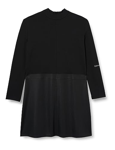 Calvin Klein Jeans Damen Kleid Plus Coated Milano A-Line Langarm, Schwarz (Ck Black), XL von Calvin Klein