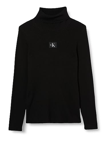 Calvin Klein Jeans Damen Plus Label ROLL Neck Sweater J20J222403 Pullover, Schwarz (Ck Black), XL von Calvin Klein