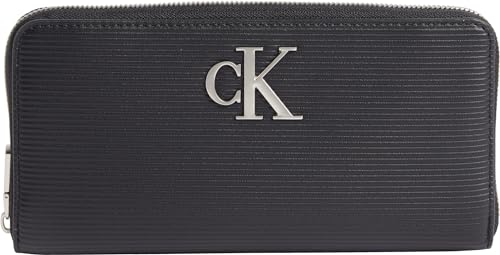 Calvin Klein Jeans Damen Portemonnaie Minimal Monogram Zip Around mit Münzfach, Schwarz (Black), Onesize von Calvin Klein