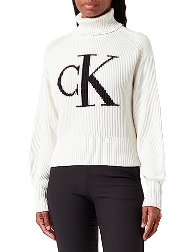 Calvin Klein Jeans Damen Pullover Blown Up Loose Sweater Rollkragen, Weiß (Ivory), 3XL von Calvin Klein Jeans
