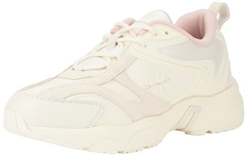Calvin Klein Damen Chunky Sole Sneaker Retro Tennis Low Top, Beige (Creamy White/Peach Whip), 40 von Calvin Klein