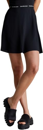 Calvin Klein Jeans Damen Rock Logo Elastic Skirt Minirock, Schwarz (Ck Black), XXS von Calvin Klein