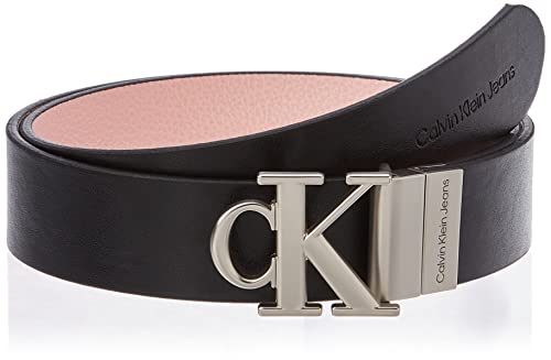 Calvin Klein Jeans Damen Round Mono Plaque REV Belt 30MM K60K610111 Gürtel, Schwarz (Black/Pink Blush), 100 von Calvin Klein Jeans