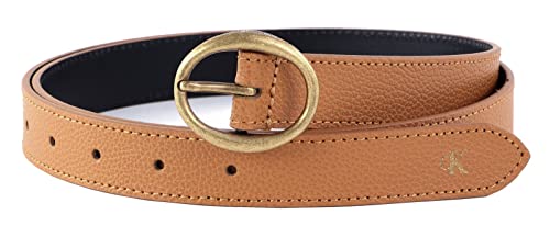 Calvin Klein Jeans Damen Rounded Buckle Belt 25MM Grtel, Cognac, 85 cm von Calvin Klein Jeans