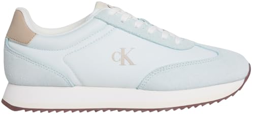 Calvin Klein Damen Runner Sneaker Laceup aus Leder, Weiß (Billowing Sail/Oxford Tan), 39 von Calvin Klein