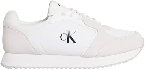 Calvin Klein Damen Runner Sneaker Laceup Sock Sportlich, Weiß (Bright White/Black), 39 von Calvin Klein