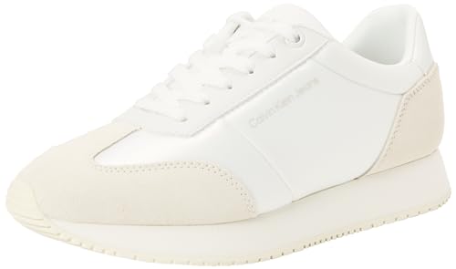 Calvin Klein Jeans Damen Sneaker mit Satin, Mehrfarbig (Bright White/Creamy White/Oyster M), 39 Calvin Klein Jeans Damen Sneaker mit Satin, Mehrfarbig (Bright White/Creamy White/Oyster M), 39 von Calvin Klein