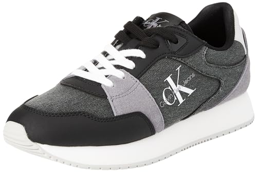 Calvin Klein Jeans Damen Runner Sneaker Low Lace Mix Sportschuhe, Mehrfarbig (Black/Stormfront), 38 von Calvin Klein Jeans