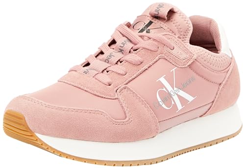 Calvin Klein Jeans Damen Runner Sneaker Sock Laceup Sportschuhe, Mehrfarbig (Ash Rose/Bright White), 37 von Calvin Klein Jeans