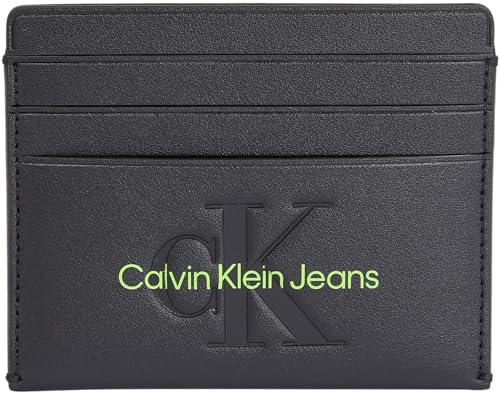 Calvin Klein Jeans Damen Sculpted Cardcase 6CC Mono K60K611987 Kartenetui, Schwarz (Black/Sharp Green) von Calvin Klein Jeans