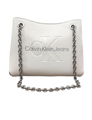 Calvin Klein Jeans Damen Sculpted Shoulder BAG24 Mono K60K607831 Taschen, Weiß (White/Silver Logo) von Calvin Klein Jeans