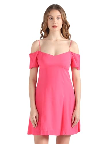 Calvin Klein Jeans Damen Sommerkleid Off Shoulder Mini Dress pink (71) S von Calvin Klein