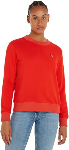 Calvin Klein Jeans Damen Sweatshirt Badge Crew Neck ohne Kapuze, Rot (Fiery Red), XL von Calvin Klein Jeans