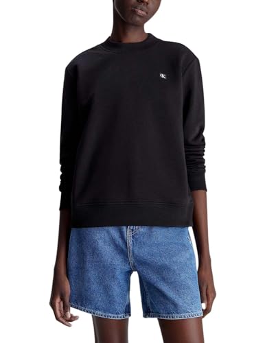 Calvin Klein Jeans Damen Sweatshirt Badge Crew Neck ohne Kapuze, Schwarz (Ck Black), XL von Calvin Klein Jeans
