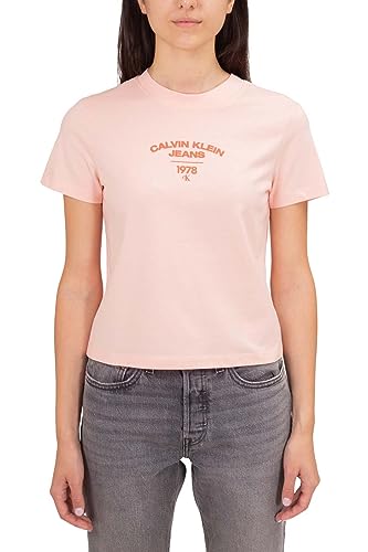 Calvin Klein Jeans - Damen T-Shirt Boxy mit Bold Logo, Rosa, Medium von Calvin Klein Jeans