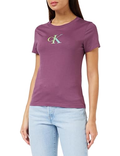 Calvin Klein Jeans Damen T-Shirt Kurzarm Gradient Rundhalsausschnitt, Violett (Amaranth), XXS von Calvin Klein Jeans