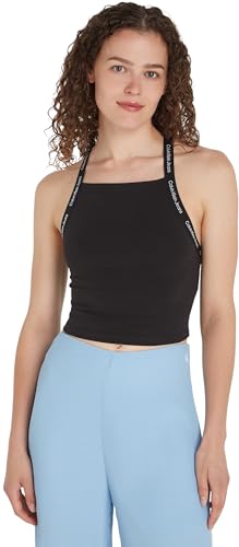 Calvin Klein Jeans Damen Tank Top Cropped, Schwarz (Ck Black), XS von Calvin Klein Jeans