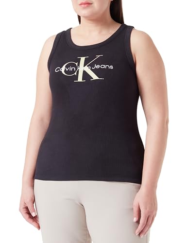 Calvin Klein Jeans Damen Tank Top Rib Tank aus Baumwolle, Schwarz (Ck Black), XL von Calvin Klein Jeans