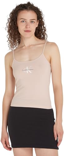 Calvin Klein Jeans Damen Tank Tops Strappy Tank Top Slim Fit, Rosa (Sepia Rose), L von Calvin Klein Jeans