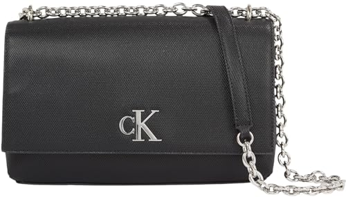 Calvin Klein Jeans Damen Umhängetasche Minimal Monogram Flap Klein, Schwarz (Black), Einheitsgröße von Calvin Klein Jeans