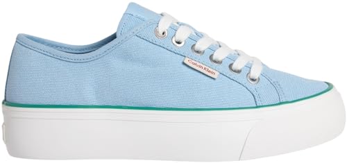 Calvin Klein Damen Vulcanized Sneaker Logo Tag mit Plateau, Mehrfarbig (Cool Blue/Wild Green), 37 von Calvin Klein