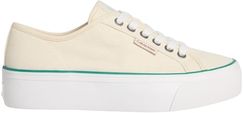 Calvin Klein Damen Vulc Flatform Ctn Logo Tag Yw0yw01838 Niedriges Oberteil, Yellow (Sweet Corn/Wild Green), 40.5 EU von Calvin Klein