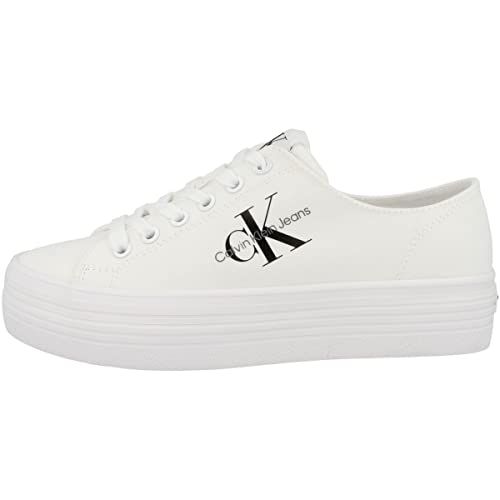 Calvin Klein Jeans Damen Vulcanized Sneaker Vulc Flatform Essential Mono Plateau, Weiß (White), 41 von Calvin Klein Jeans