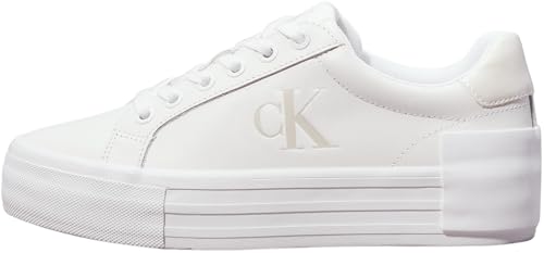 Calvin Klein Damen Vulcanized Sneaker Flatform Low aus Leder, Weiß (Bright White/Creamy White), 41 von Calvin Klein