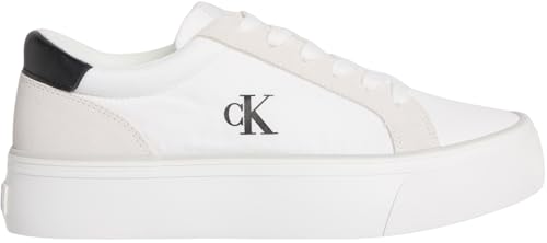 Calvin Klein Damen Vulc Flatform Mg Nylon Mix Yw0Yw01896 Low Top, White (Bright White/Black), 36 EU von Calvin Klein