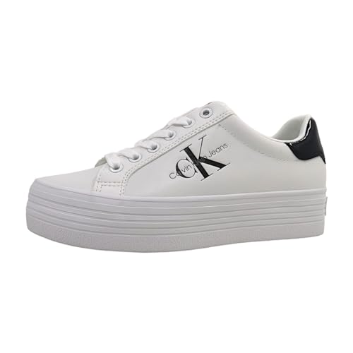 Calvin Klein Jeans Damen Plateau Sneaker Bold Lace Schuhe, Weiß (Bright White/Black), 38 von Calvin Klein