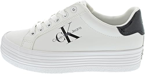 Calvin Klein Jeans Damen Plateau Sneaker Bold Lace Schuhe, Weiß (Bright White/Black), 39 von Calvin Klein